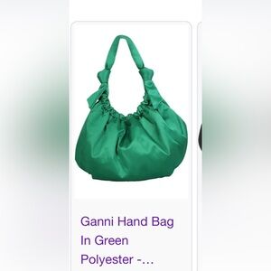 Ganni Emerald Satin Knot-Handle Shoulder Bag